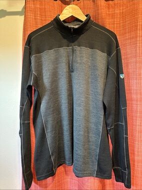 Kuhl Men's Zip-Neck Performance Sweater in Black & Gray